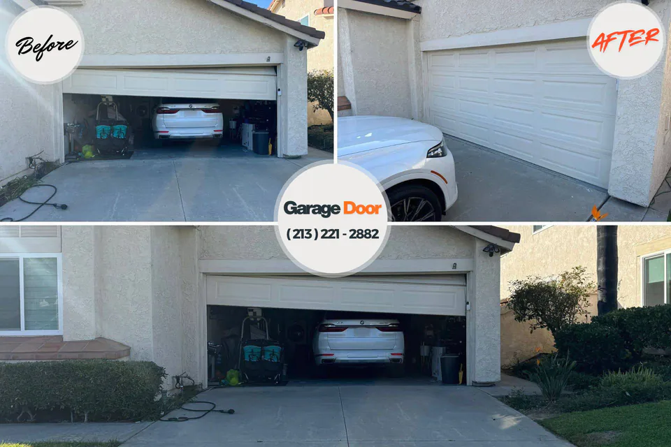 Before and after: garage door repair Ball Pond, CT